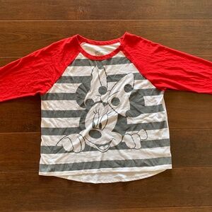 Disney Minnie Mouse 3/4 Sleeve Graphic Shirt Size Large